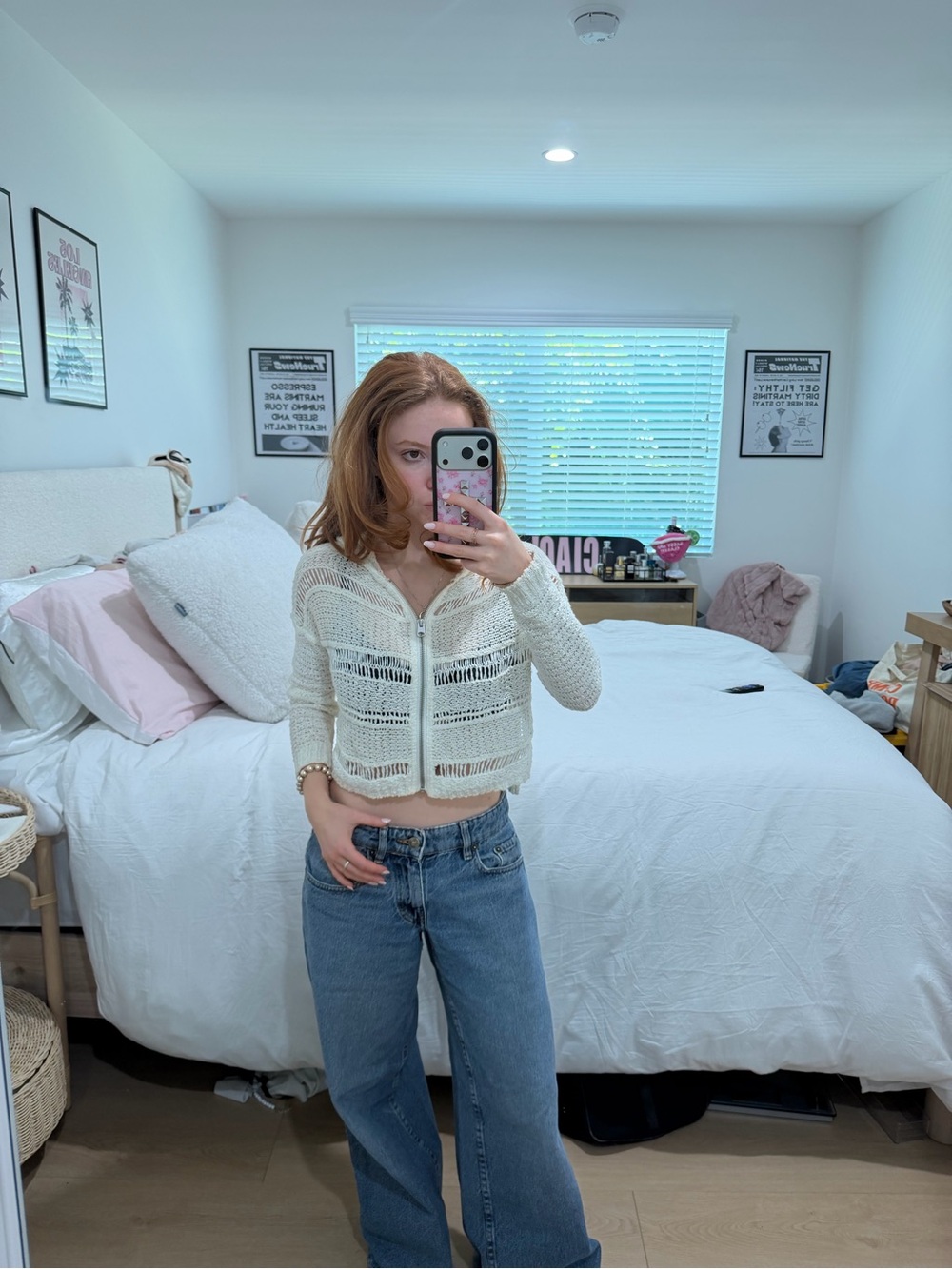 Abercrombie & Fitch Cream Crochet Zip-Up Cardigan